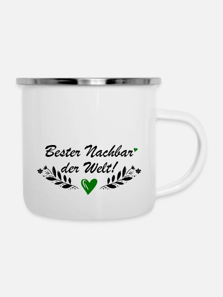 Bester Nachbar der Welt - Emaille-Tasse - Weiß