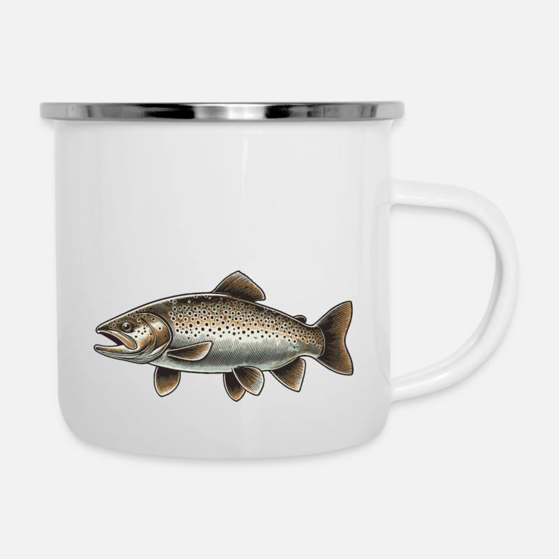 Truite - Tasse émaillée - blanc