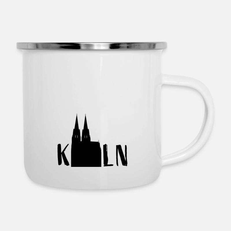 Kölner Dom - Emaille-Tasse - Weiß