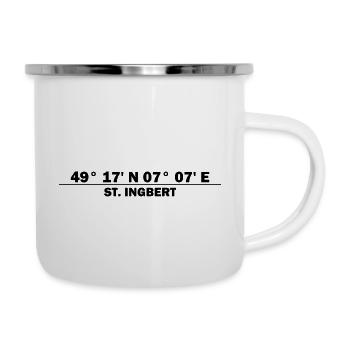 St. Ingbert Koordinaten - Emaille-Tasse - Weiß - Rechts