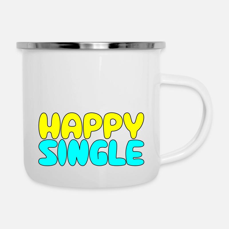 Happy Single - Glücklicher Single - Tasse émaillée - blanc