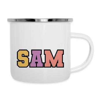 Nom - S A M - Tasse émaillée - blanc - Droite