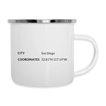 San Diego California USA Koordinaten - Emaille-Tasse - Weiß - Rechts