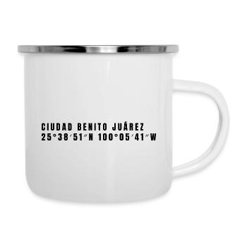 Nuevo León Mexiko Koordinaten - Emaille-Tasse - Weiß - Rechts