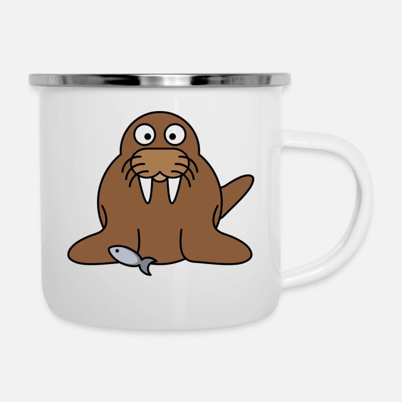 Walross - Emaille-Tasse - Weiß