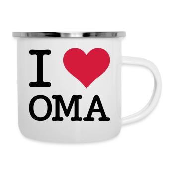 I Love Oma Großmutter Grandma Mutter Kult Motiv - Emaille-Tasse - Weiß - Rechts