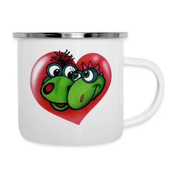 Poldi und Pummelzacken von HALLO SPENCER - Emaille-Tasse - Weiß - Rechts