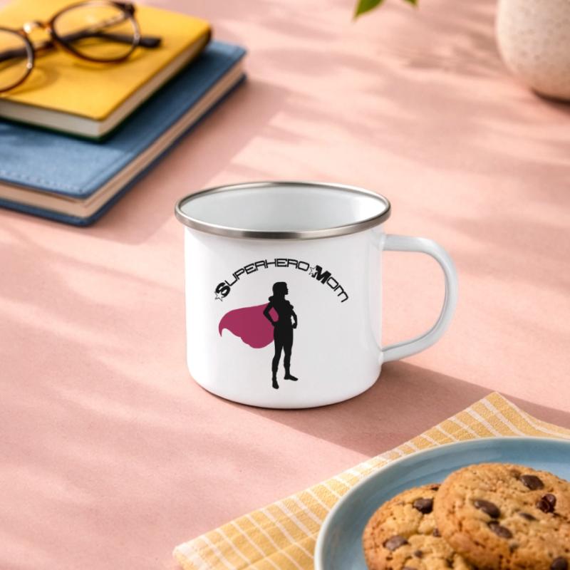 Superhero Held Superheldin Mama Muttertag Mutter Emaille-Tasse