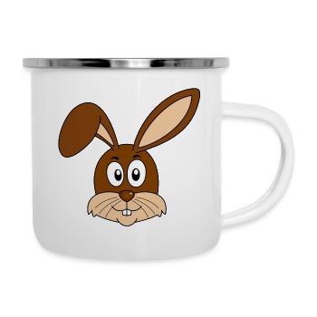 Hase Osterhase Häschen Hasenzähne Ostern Häschen - Emaille-Tasse - Weiß - Rechts