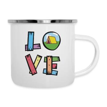 I Love Camping - Camper Liebe - Emaille-Tasse - Weiß - Rechts