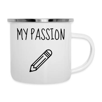 Zeichnung / Zeichner / Drawing / Drawer - Emaille-Tasse - Weiß - Rechts