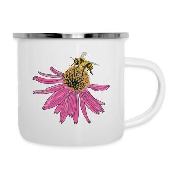 Échinacée, échinacée, abeille - Tasse émaillée - blanc - Droite