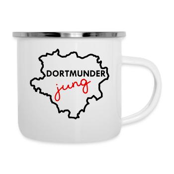 Dortmunder Jung - Ruhrpottkind - Heimat - Dortmund - Emaille-Tasse - Weiß - Rechts