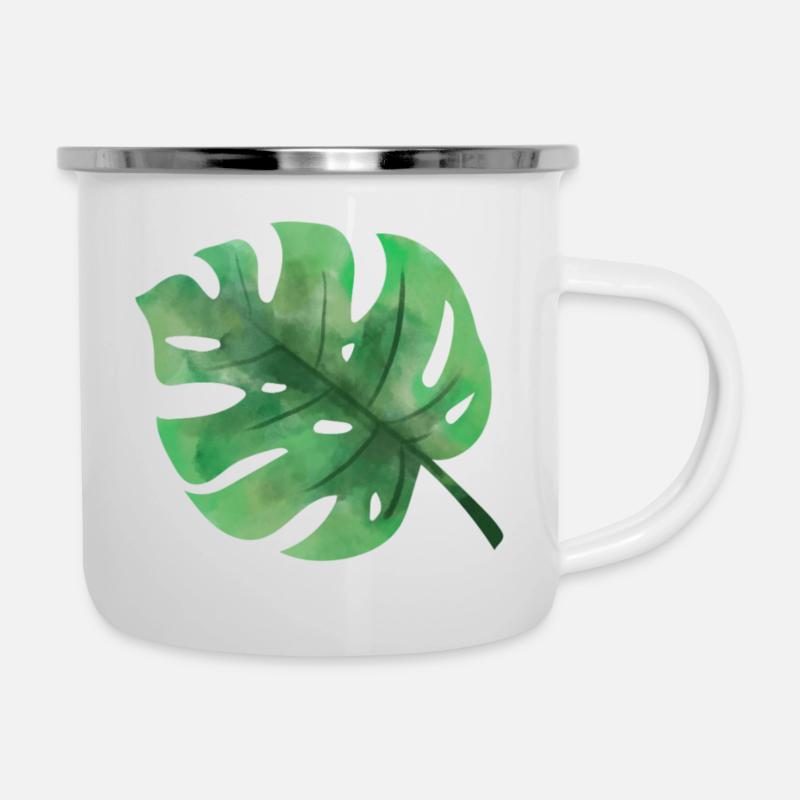 Feuille verdure - Tasse émaillée - blanc