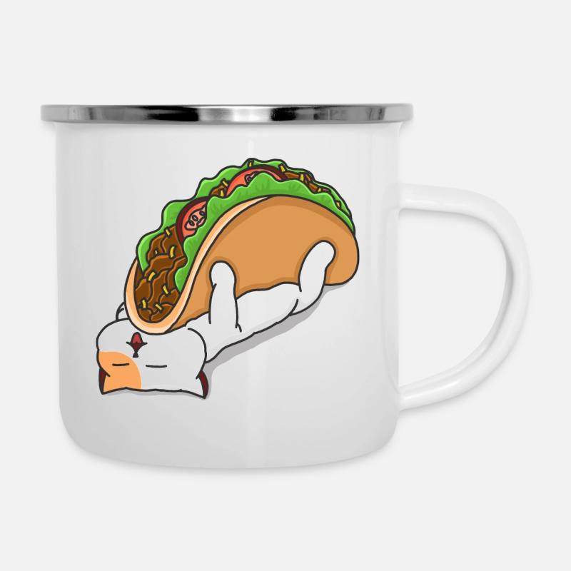 Cat and Taco - Camper Mug - white
