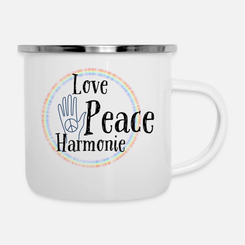 Peace - Emaille-Tasse - Weiß