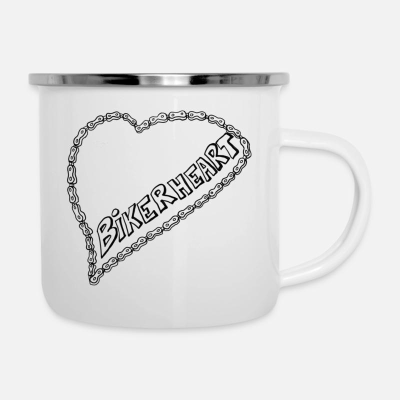 BIKER-LOVE - Emaille-Tasse - Weiß