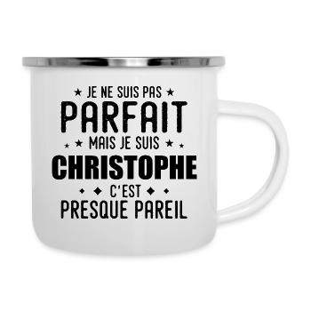 Christophe : authentique, imparfait, top, fier - Tasse émaillée - blanc - Droite
