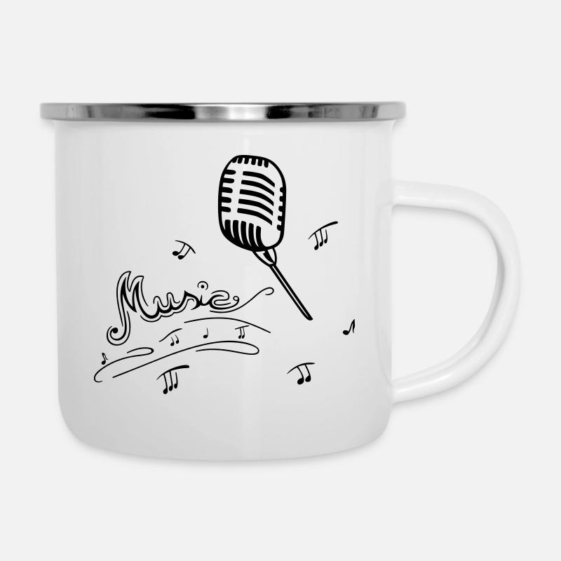 Retro microphone with music notes - Camper Mug - white