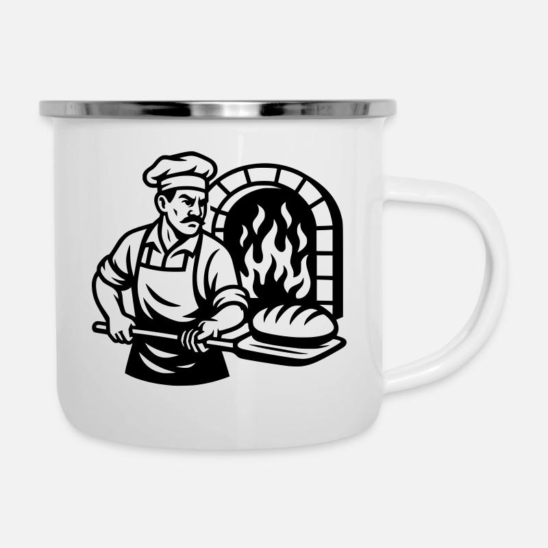 Bäcker - Emaille-Tasse - Weiß