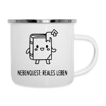 Quête secondaire : la vraie vie | Drôle de dicton de joueur - Tasse émaillée - blanc - Droite