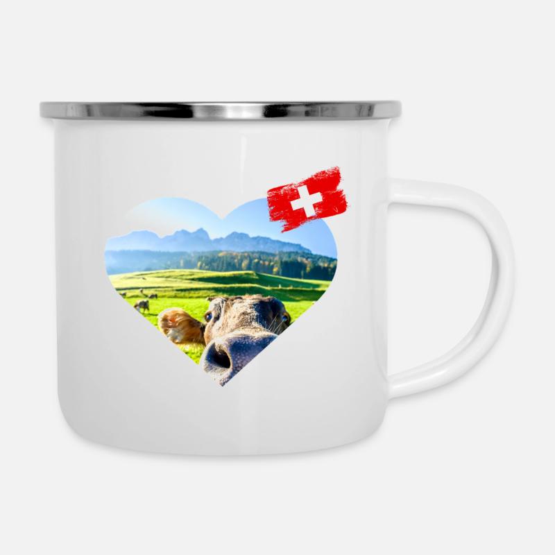 Avec amour Schweiz - Tasse émaillée - blanc