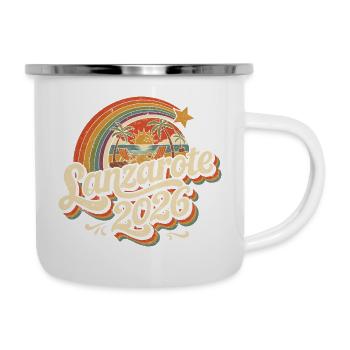 Lanzarote 2026 Strand Retro - Emaille-Tasse - Weiß - Rechts