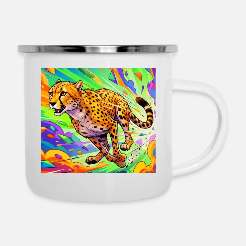 Gepard - Emaille-Tasse - Weiß