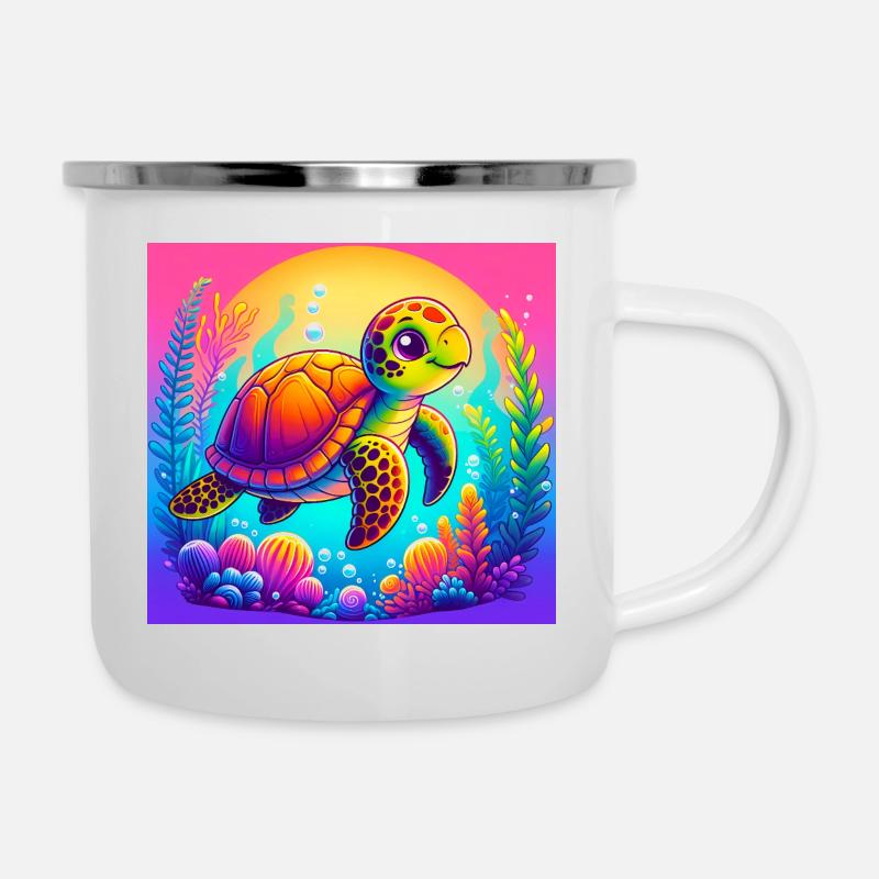 Schildkröte - Emaille-Tasse - Weiß