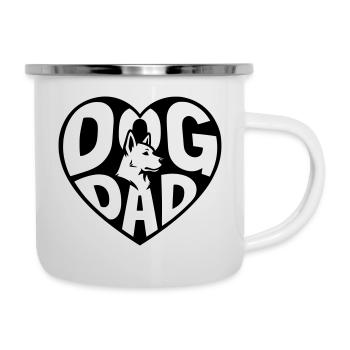 Dog Dad - Dog Dad Heart with Dog Silhouette - Camper Mug - white - Right