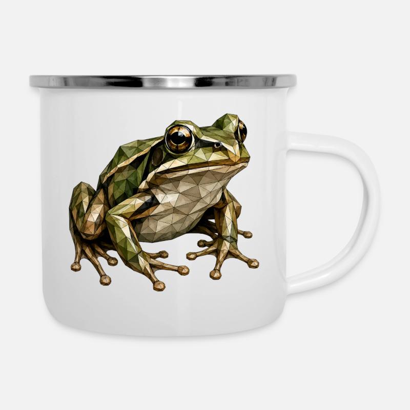 Geometrischer Frosch Polygonkunst - Emaille-Tasse - Weiß
