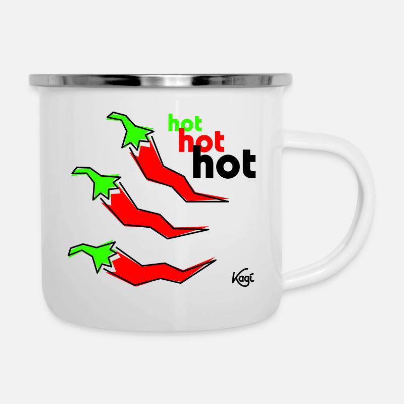 Pepperoni hot - Emaille-Tasse - Weiß