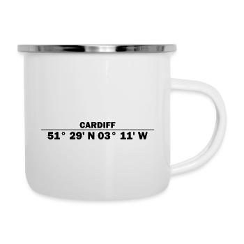 Cardiff Koordinaten - Emaille-Tasse - Weiß - Rechts