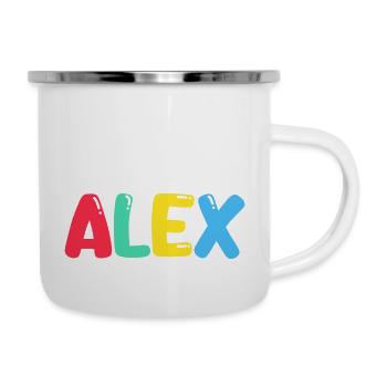 Name - Alex - Emaille-Tasse - Weiß - Rechts