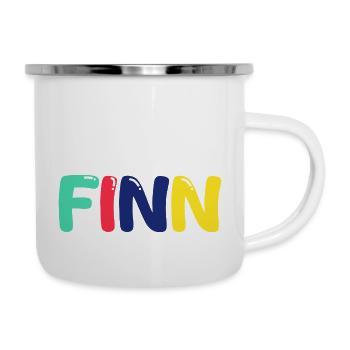 Name - Finn - Emaille-Tasse - Weiß - Rechts