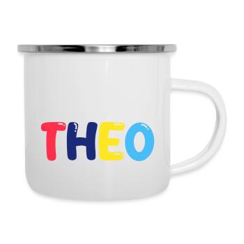 Name - Theo - Emaille-Tasse - Weiß - Rechts
