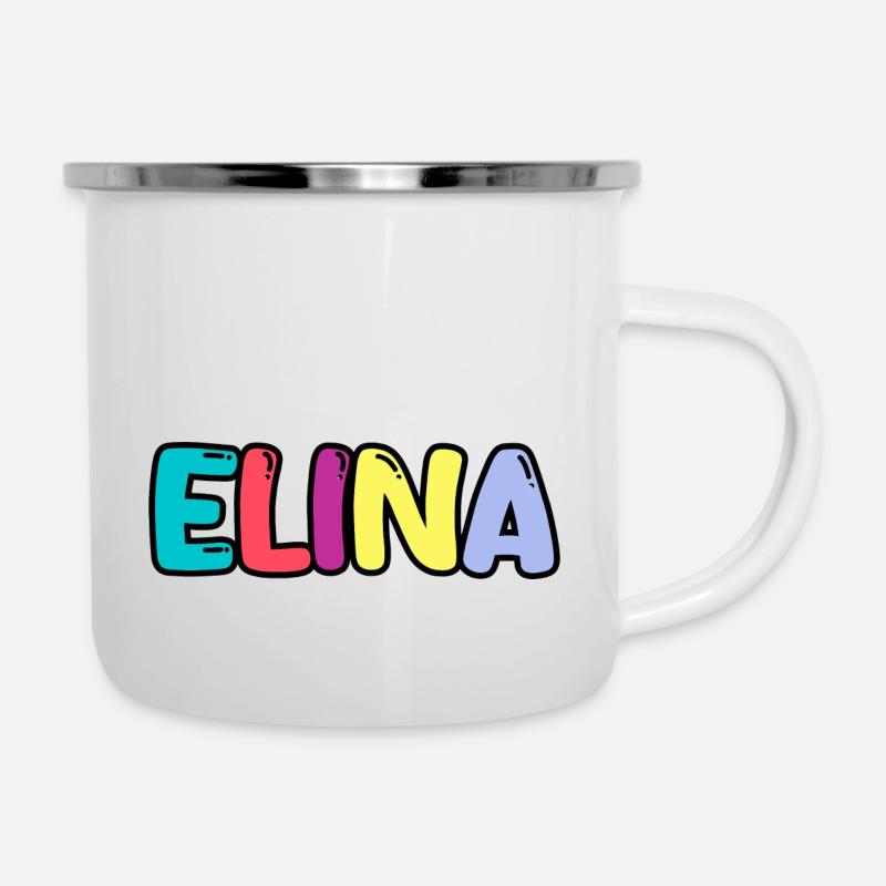 Name - Elina - Emaille-Tasse - Weiß