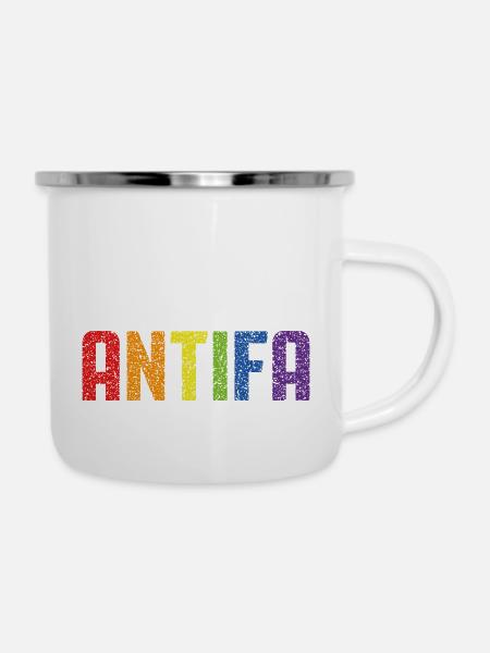 Antifa-Stolz - Emaille-Tasse - Weiß