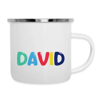 Nom - David - Tasse émaillée - blanc - Droite