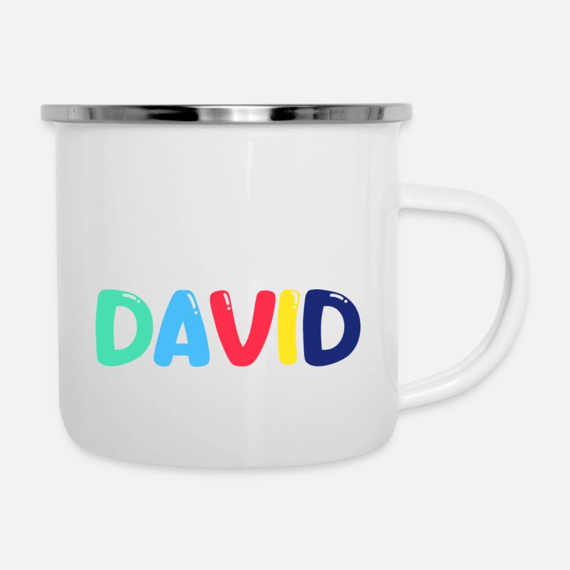 Name - David - Emaille-Tasse - Weiß