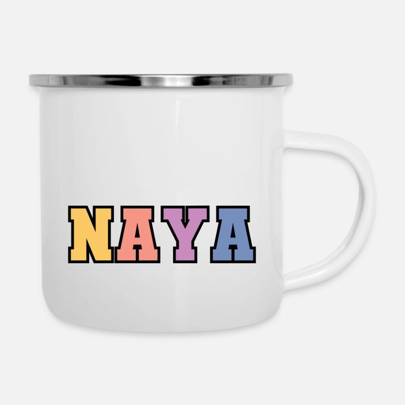 Name - Naya - Emaille-Tasse - Weiß