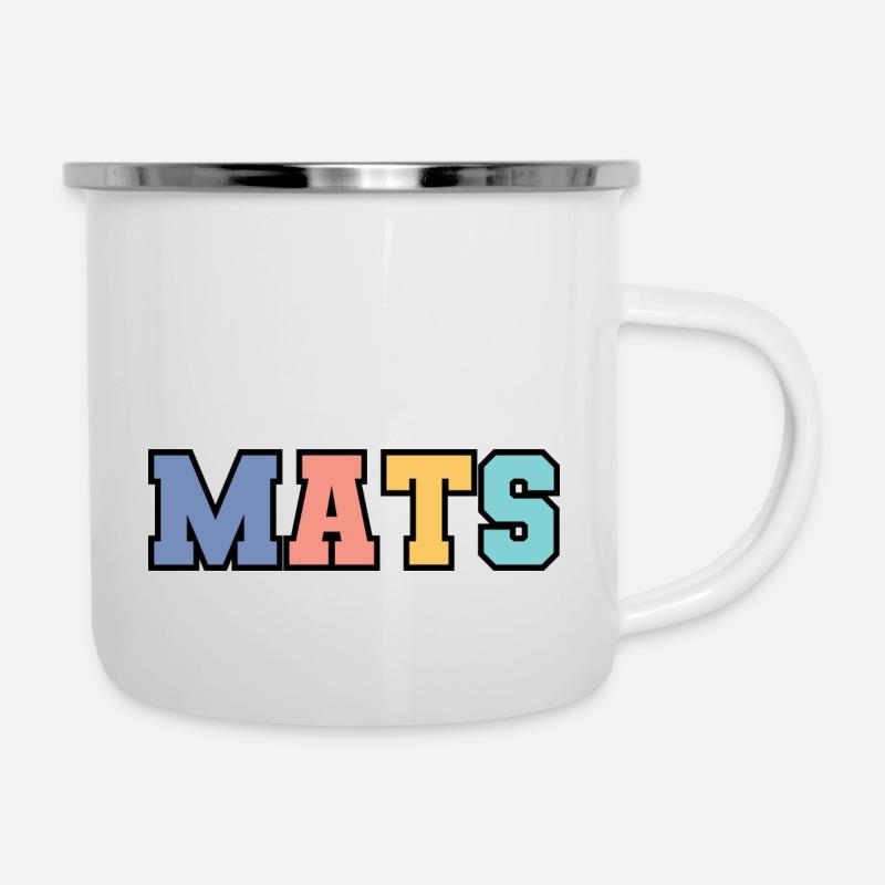 Name - Mats - Emaille-Tasse - Weiß