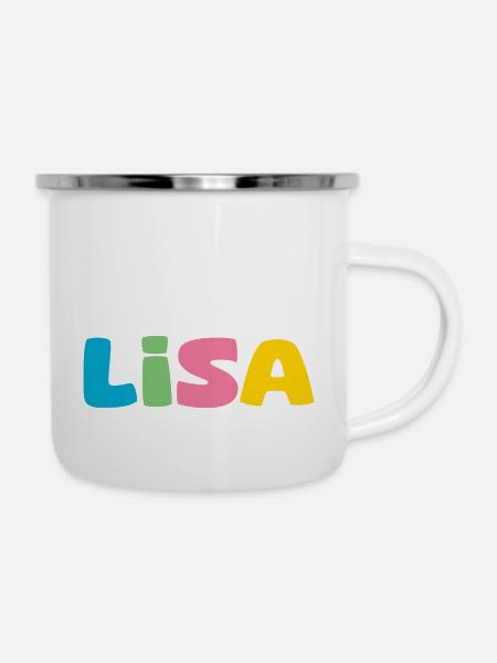 Name - Lisa - Emaille-Tasse - Weiß