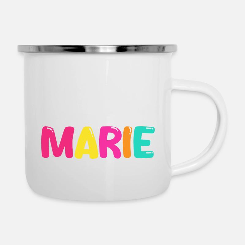 Name - Marie - Emaille-Tasse - Weiß