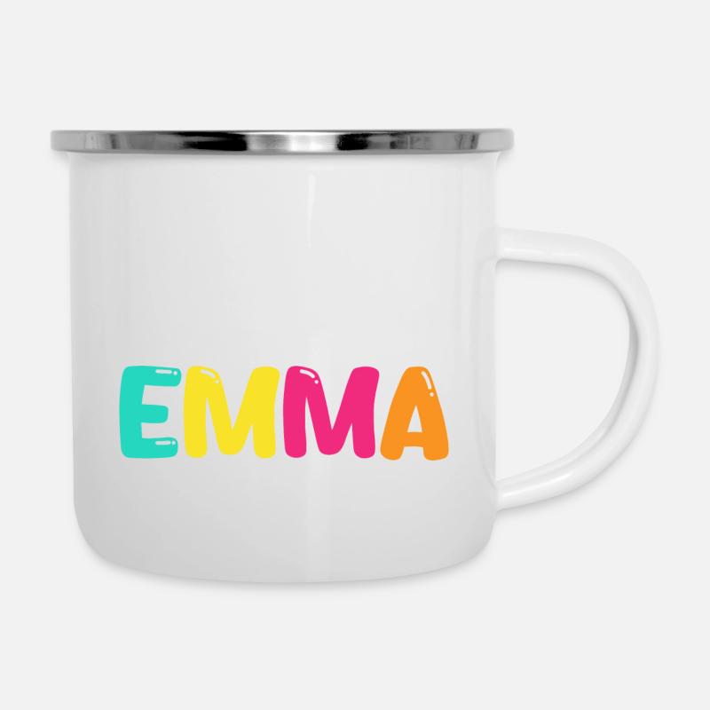 Name - Emma - Emaille-Tasse - Weiß
