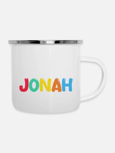 Name - Jonah - Emaille-Tasse - Weiß
