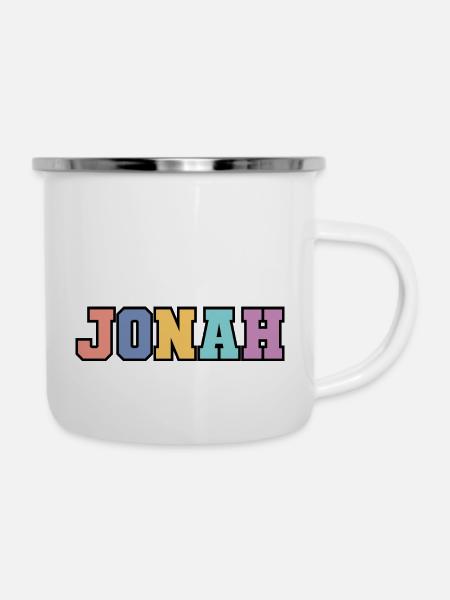Name - Jonah - Emaille-Tasse - Weiß