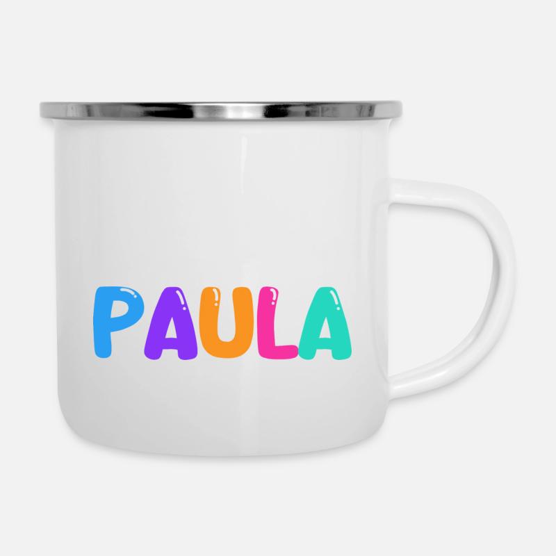 Name - Paula - Emaille-Tasse - Weiß