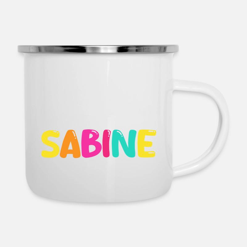 Name - Sabine - Emaille-Tasse - Weiß