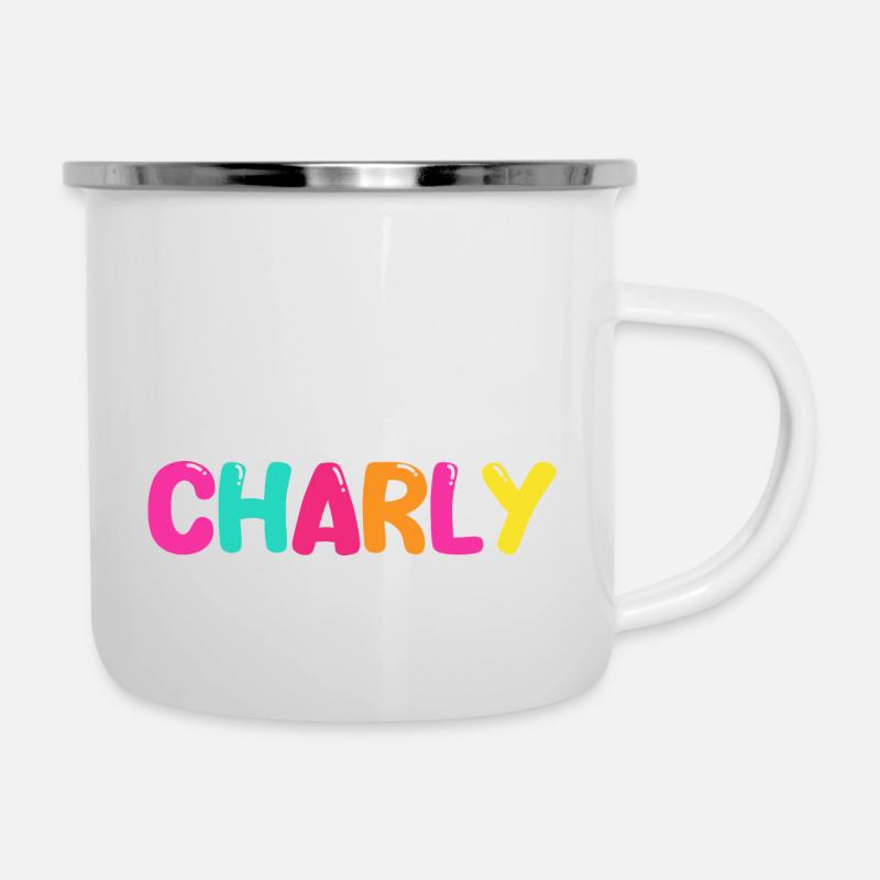 Nom - Charly - Tasse émaillée - blanc